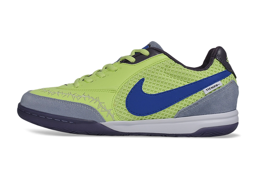 Tenis de Fútbol Nike Tiempo - Verde Lima, Azul y Gris (Césped Interior / Futsal)