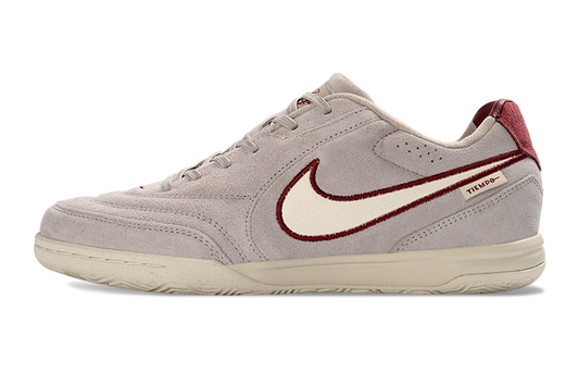 Tenis de Fútbol Nike Tiempo - Gris Claro, Beige y Vino (Césped Interior / Futsal)