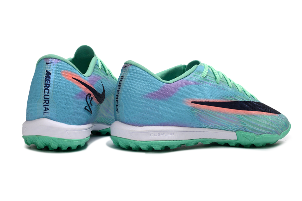 Tenis de Fútbol Nike Mercurial Vapor Academy TF - Turquesa, Verde Menta, Azul Oscuro y Naranja (Sintético / Turf)