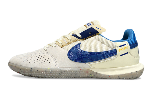 Tenis de Fútbol Nike Street Gato - Beige Claro, Azul y Suela Speckled / Reciclada con Puntos de Color (Césped Interior / Futsal)