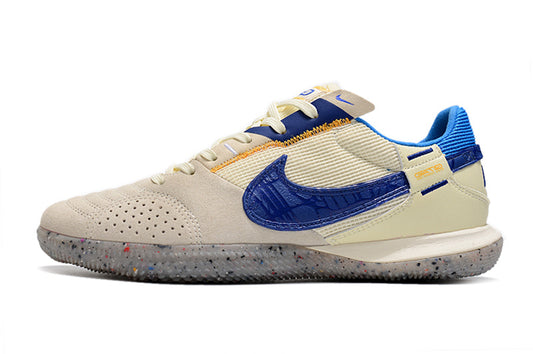 Tenis de Fútbol Nike Street Gato - Beige, Azul Rey y Suela Reciclada (Césped Interior / Futsal)