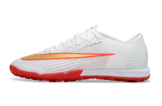 Tenis de Fútbol Nike Mercurial Vapor Academy TF - Blanco, Rojo y Dorado (Sintético / Turf)