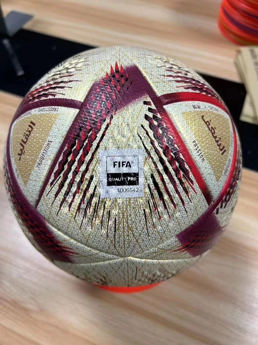 Balón Adidas Al Rihla FIFA World Cup Qatar 2022 (Blanco, Dorado y Vinotinto)