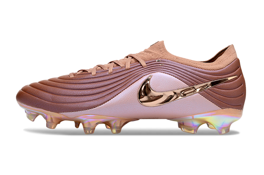 Tacos de Fútbol Nike Tiempo Legend 10 Elite FG - Marrón, Rosa Suave y Detalle Cromado (Césped Natural / Firm Ground)