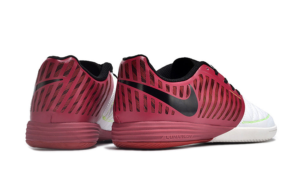Tenis de Fútbol Nike Lunar Gato II - Vinotinto y Blanco con Swoosh Negro y Suela Roja (Césped Interior / Futsal)