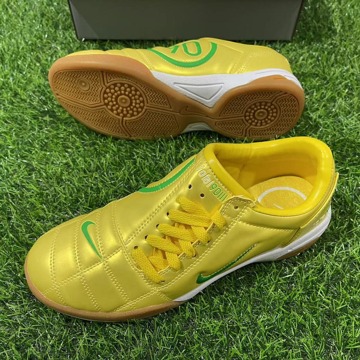 Tenis de Fútbol Nike Total 90 IC - Amarillo / Verde (Césped Interior / Futsal)