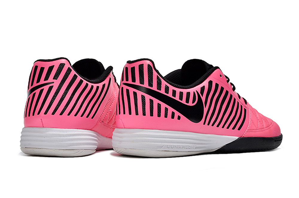 Tenis de Fútbol Nike Lunar Gato II - Rosa, Swoosh Negro y Suela Blanca con Talón Negro (Césped Interior / Futsal)