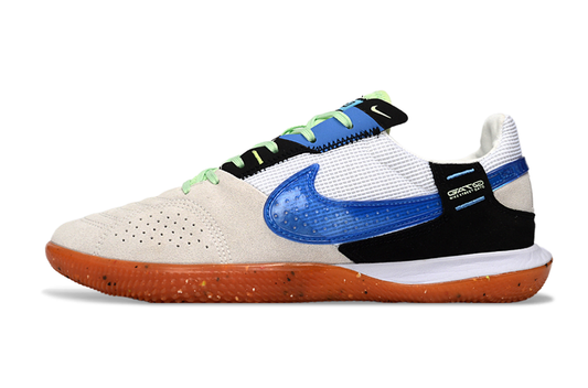 Tenis de Fútbol Nike Street Gato - Blanco, Gris, Negro, Azul y Suela de Goma Natural (Césped Interior / Futsal)