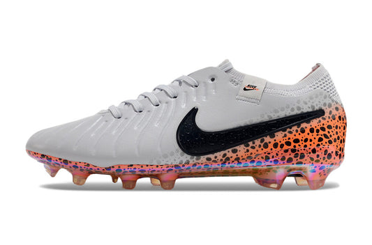 Tacos de Fútbol Nike Tiempo Legend 9 Elite FG - Gris, Negro y Estampado Naranja/Moteado (Césped Natural / Firm Ground)
