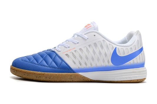 Tenis de Fútbol Nike Lunar Gato II - Blanco y Azul con Swoosh Azul y Suela de Hule (Césped Interior / Futsal)
