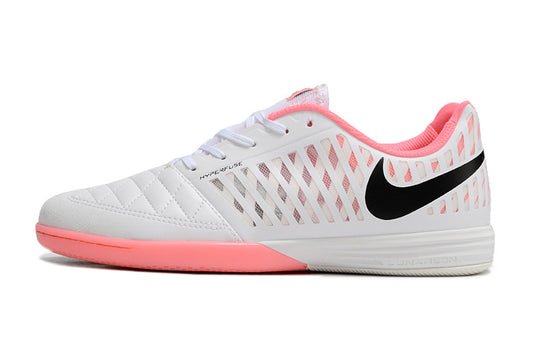 Tenis de Fútbol Nike Lunar Gato II - Blanco, Swoosh Negro, Forro Rosa y Suela Multicolor (Rosa y Negra) (Césped Interior / Futsal)