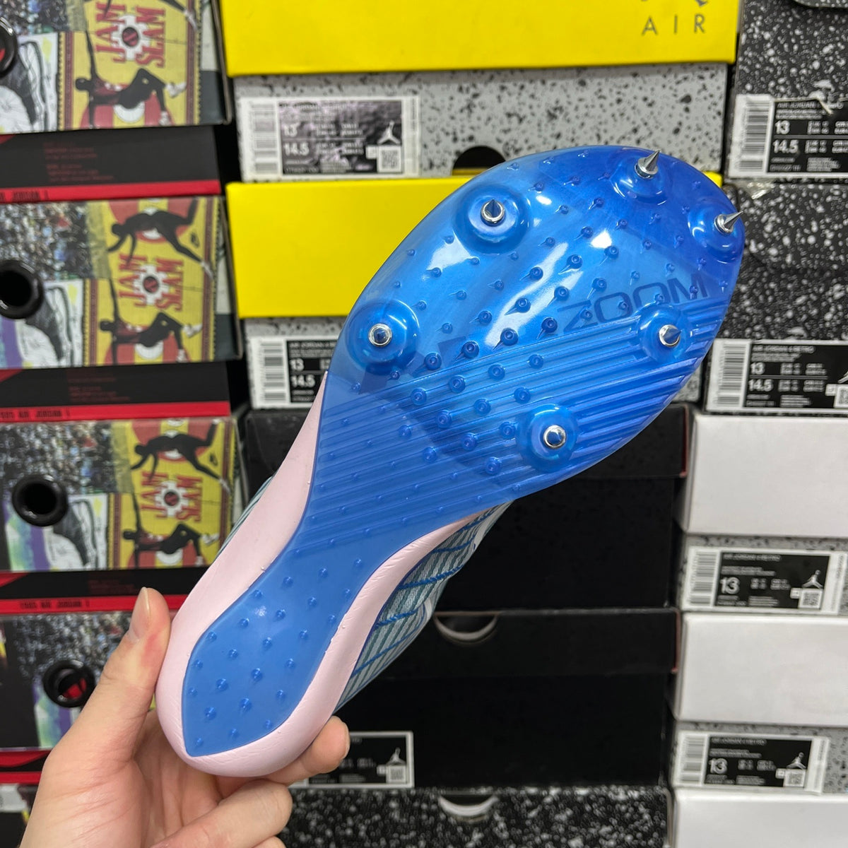 Spikes Nike Air Zoom MaxFly 2 (Azul Claro y Blanco)