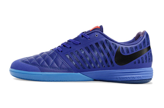 Tenis de Fútbol Nike Lunar Gato II - Morado y Azul con Swoosh Negro y Suela Azul (Césped Interior / Futsal)