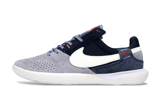 Tenis de Fútbol Nike Street Gato - Gris, Azul Marino Oscuro y Blanco con Suela Blanca (Césped Interior / Futsal)