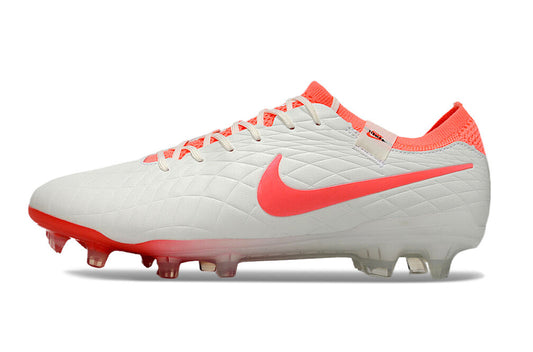 Tacos de Fútbol Nike Tiempo Legend 9 Elite FG - Blanco y Coral (Césped Natural / Firm Ground)