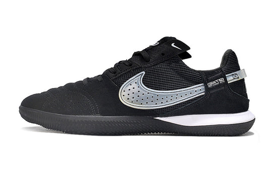 Tenis de Fútbol Nike Street Gato - Negro y Plateado con Suela Negra (Césped Interior / Futsal)