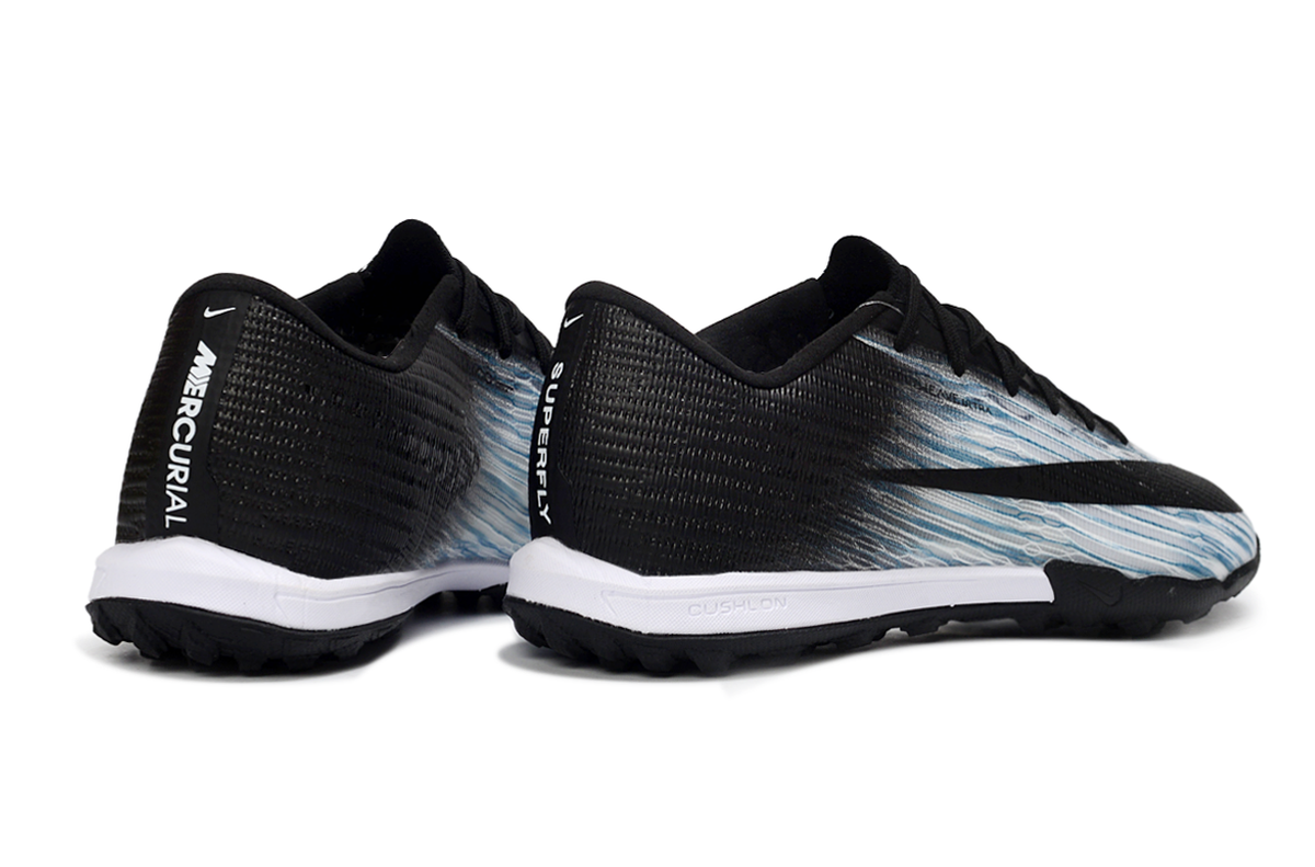 Tenis de Fútbol Nike Mercurial Vapor Academy TF - Negro, Blanco y Azul (Sintético / Turf)