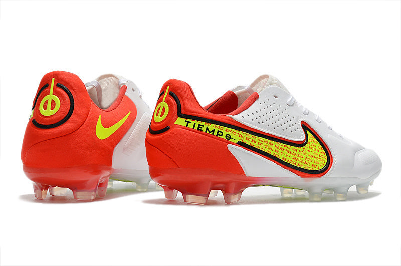 Tacos de Fútbol Nike Tiempo Legend 9 Elite FG - Blanco, Rojo y Amarillo (Césped Natural / Firm Ground)
