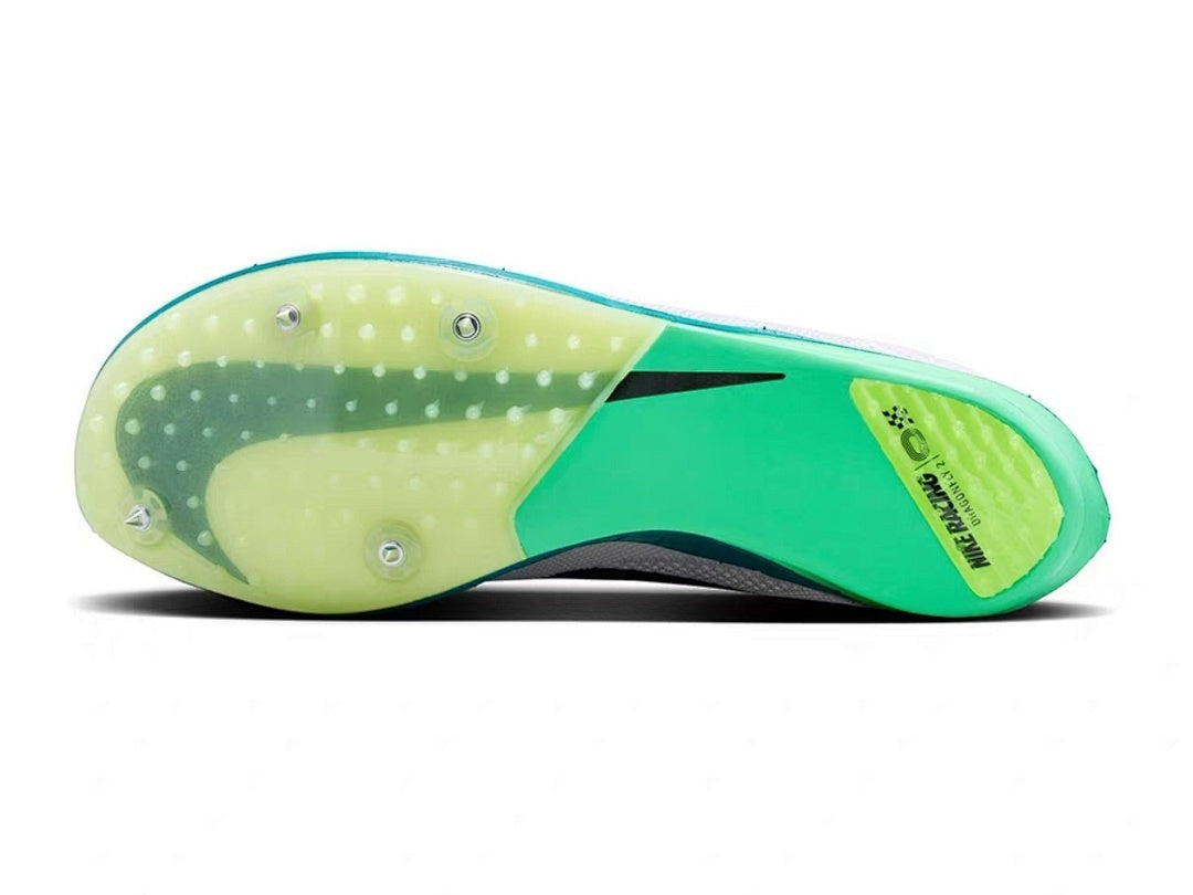Spikes Nike ZoomX Dragonfly 2 (Blanco, Negro y Verde/Turquesa)