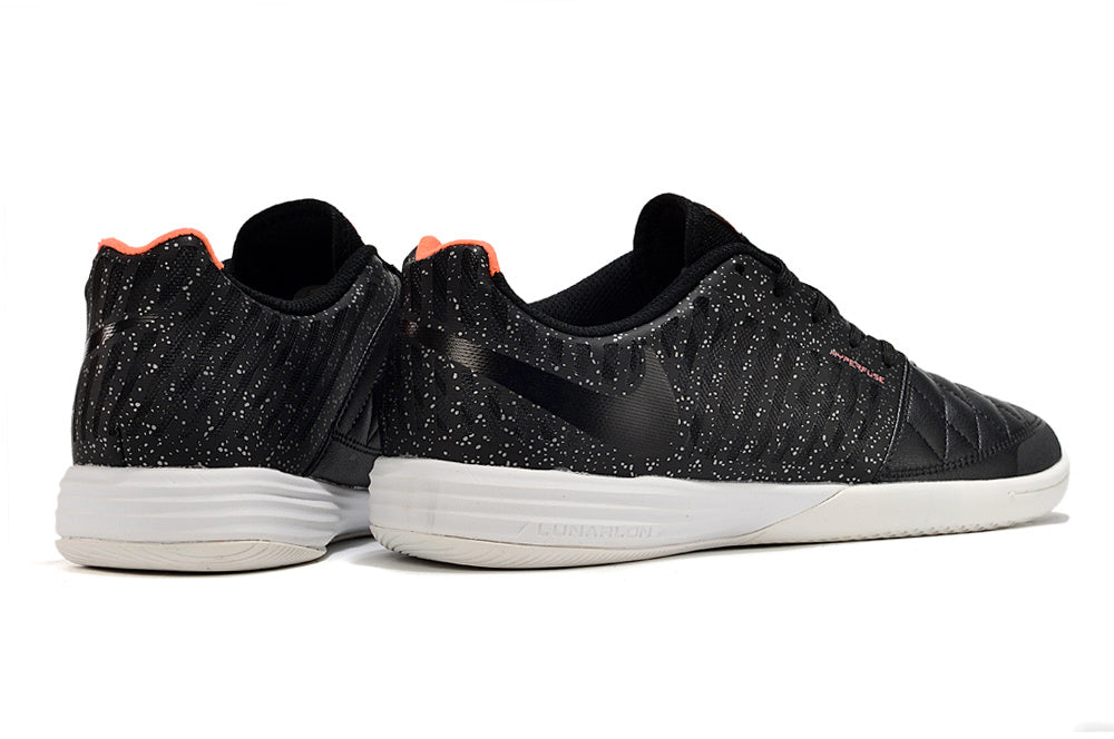 Tenis de Fútbol Nike Lunar Gato II - Negro con Patrón Gráfico Manchado, Swoosh Negro y Suela Blanca (Césped Interior / Futsal)