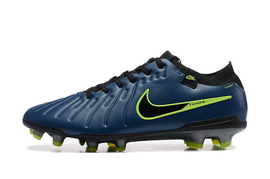 Tacos de Fútbol Nike Tiempo Legend 9 Elite FG - Azul Oscuro, Negro y Verde (Césped Natural / Firm Ground)