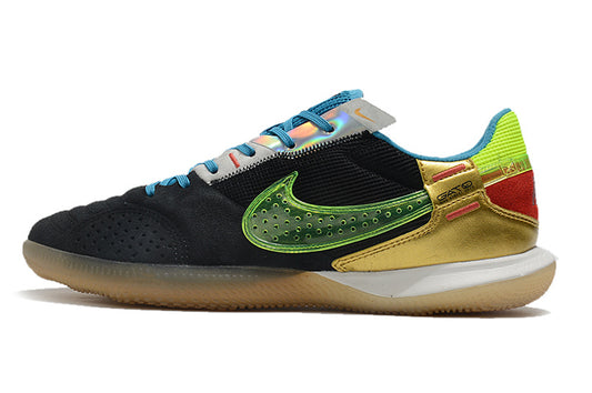 Tenis de Fútbol Nike Street Gato - Negro, Dorado y Verde Neón (Césped Interior / Futsal)