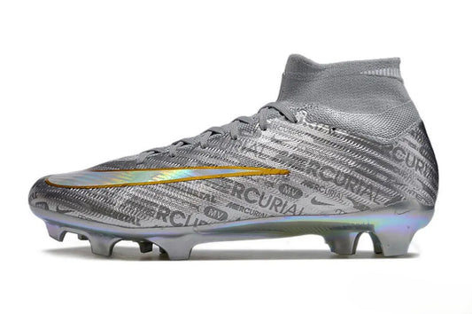 Tacos de Fútbol Nike Mercurial Superfly 9 Elite FG - Plata, Oro y Multicolor (Césped Natural)
