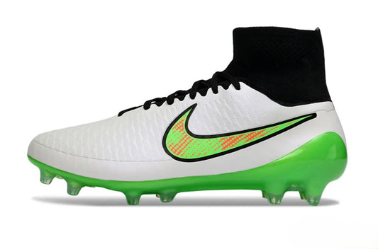 Tacos de Fútbol Nike Magista Obra Elite FG - Blanco, Negro, Verde y Naranja (Césped Natural)