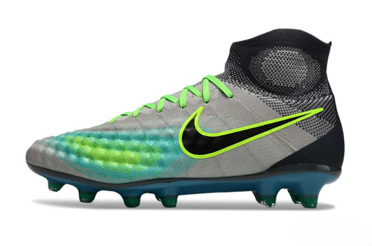 Tacos de Fútbol Nike Magista Obra II Elite FG - Gris, Azul Oscuro, Turquesa y Verde Lima (Césped Natural)