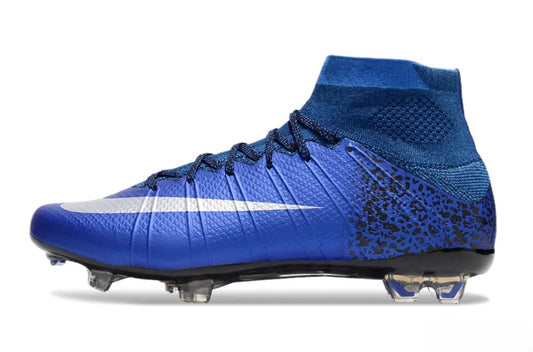 Tacos de Fútbol Nike Mercurial Superfly 4 CR7 Elite FG - Azul, Blanco y Negro (Césped Natural)