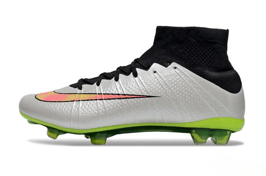 Tacos de Fútbol Nike Mercurial Superfly 4 Elite FG - Plata, Rosa, Negro y Verde Limón (Césped Natural)