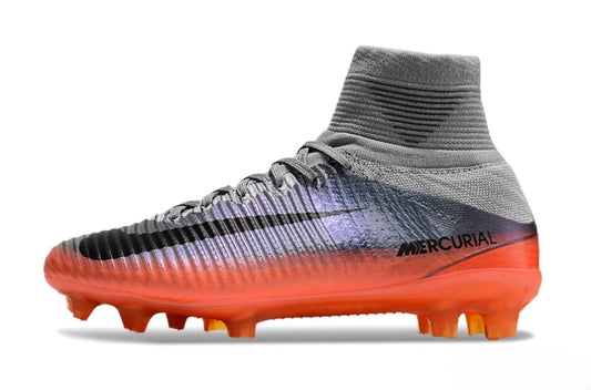 Tacos de Fútbol Nike Mercurial Superfly 5 Elite FG - Gris, Negro y Naranja (Césped Natural)