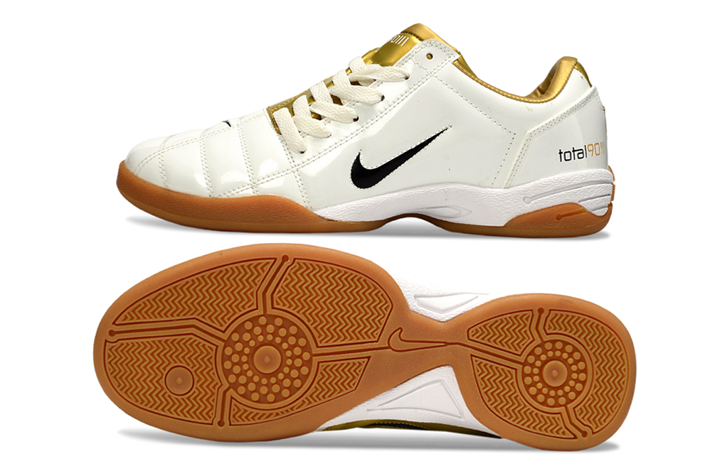 Tenis de Fútbol Nike Total 90 IC - Blanco / Dorado (Césped Interior / Futsal)