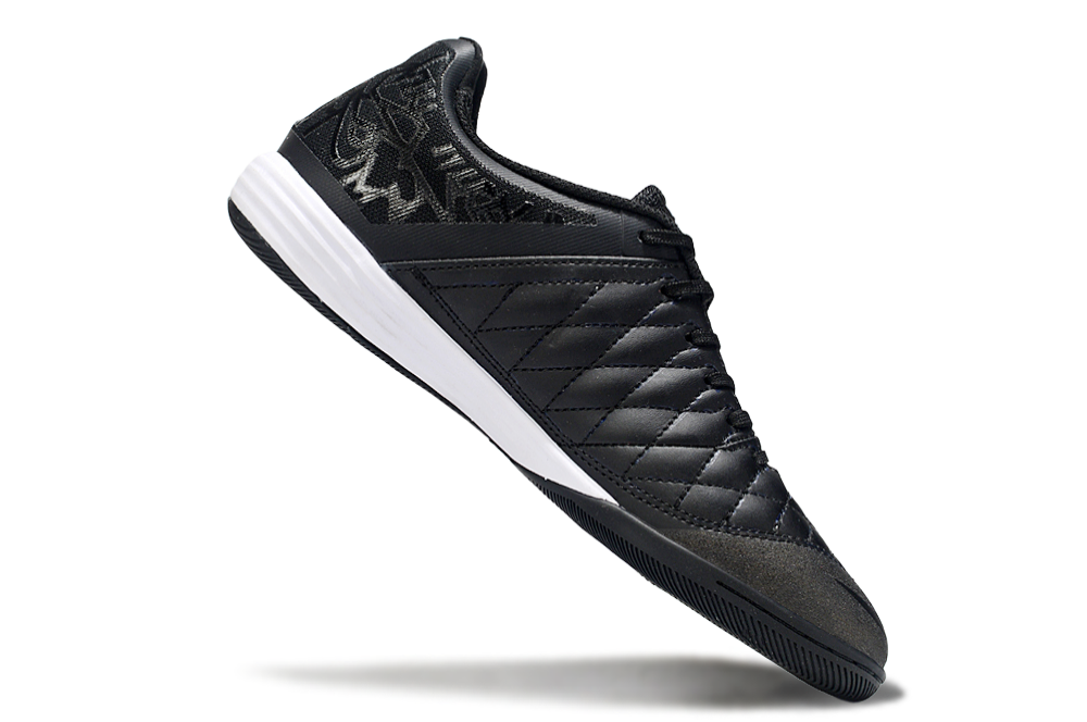 Tenis de Fútbol Nike Lunar Gato II - Negro con Patrón Gráfico, Swoosh Blanco y Suela Negra y Blanca (Césped Interior / Futsal)