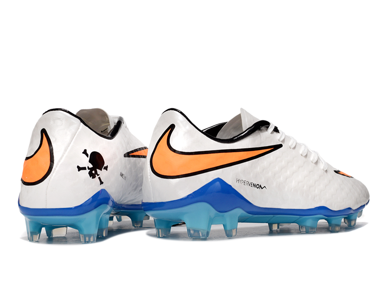 Tacos de Fútbol Nike Hypervenom Phantom FG - Blanco / Azul / Naranja (Césped Natural / Firm Ground)