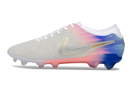 Tacos de Fútbol Nike Tiempo Legend 9 Elite FG - Blanco, Degradado Rosa/Azul y Dorado / Nike United (Césped Natural / Firm Ground)