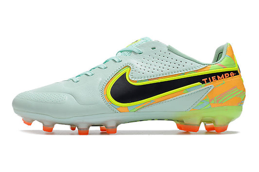 Tacos de Fútbol Nike Tiempo Legend 9 Elite FG - Verde Claro, Naranja y Negro (Césped Natural / Firm Ground)