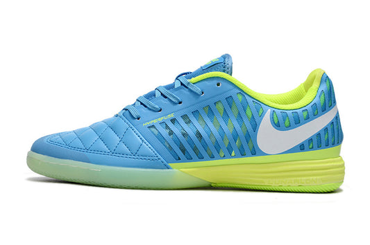 Tenis de Fútbol Nike Lunar Gato II - Celeste, Swoosh Blanco, Entresuela y Forro Verde Lima con Suela Translúcida (Césped Interior / Futsal)