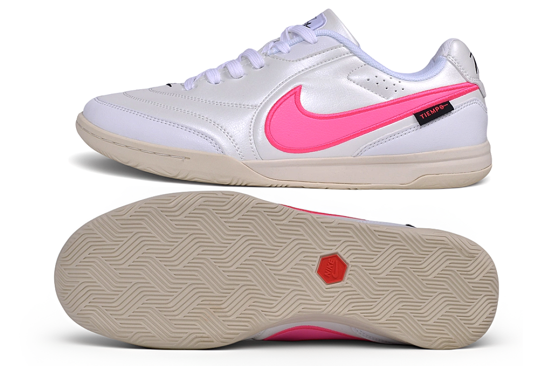 Tenis de Fútbol Nike Tiempo IC - Blanco / Rosa (Césped Interior / Futsal)