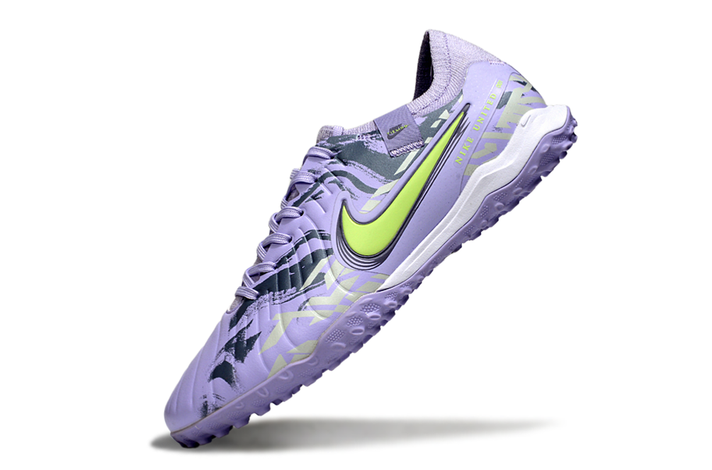 Tenis de Fútbol Nike Tiempo Legend 9 Pro TF - Morado Claro, Gris y Verde Lima (Sintético / Turf)