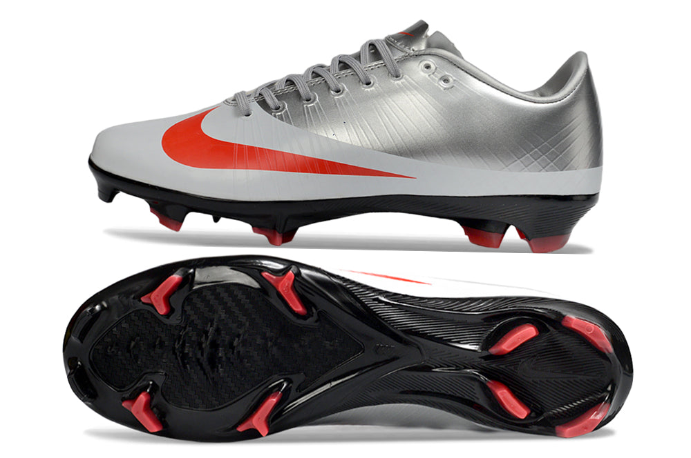 Tacos de Fútbol Nike Mercurial FG - Plata / Rojo (Césped Natural / Firm Ground)
