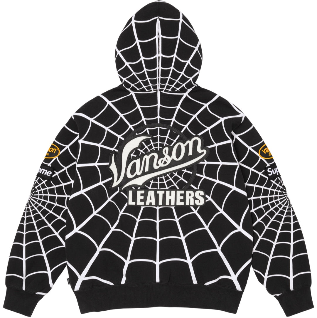 Hoodie Supreme x Vanson Leathers - Negro / Blanco