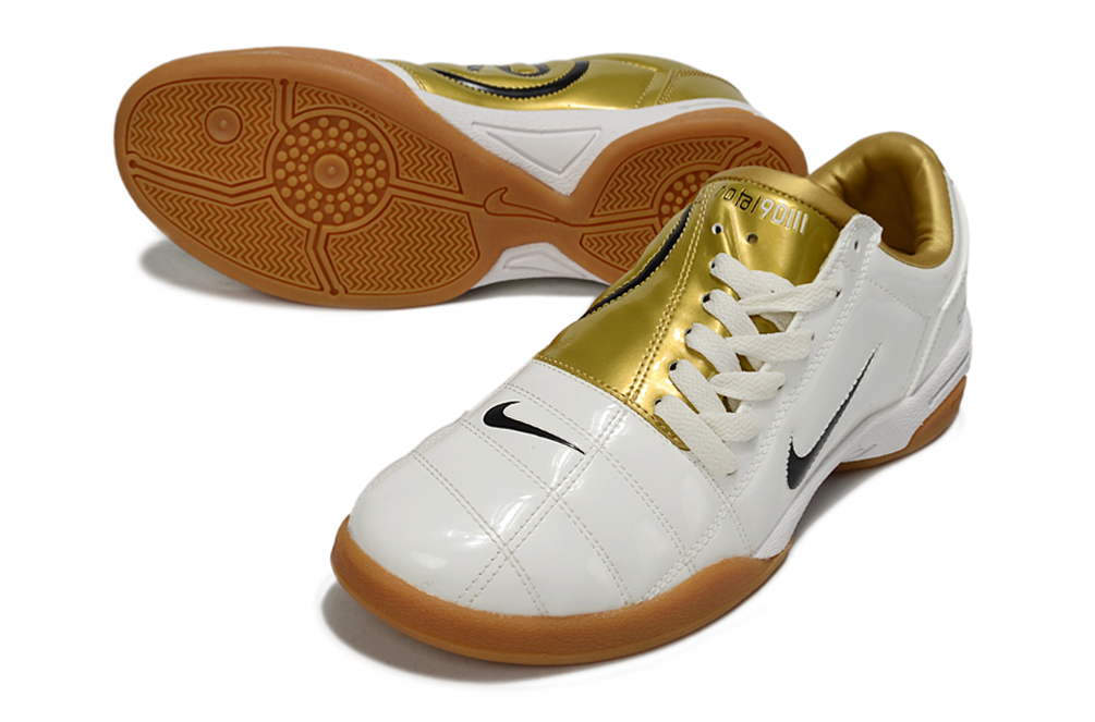 Tenis de Fútbol Nike Total 90 IC - Blanco / Dorado (Césped Interior / Futsal)