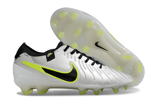 Tacos de Fútbol Nike Tiempo Legend 9 Elite FG - Plata, Negro y Amarillo Volt (Césped Natural / Firm Ground)