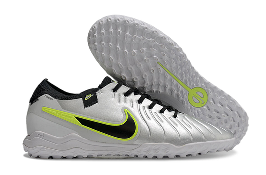 Tenis de Fútbol Nike Tiempo Legend 9 Pro TF - Plata, Negro y Verde Lima (Sintético / Turf)