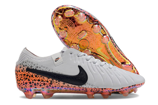 Tacos de Fútbol Nike Tiempo Legend 9 Elite FG - Gris, Negro y Estampado Naranja/Moteado (Césped Natural / Firm Ground)