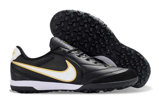 Tenis de Fútbol Nike Tiempo Legend 10 Pro TF - Negro, Blanco y Dorado (Sintético / Turf)