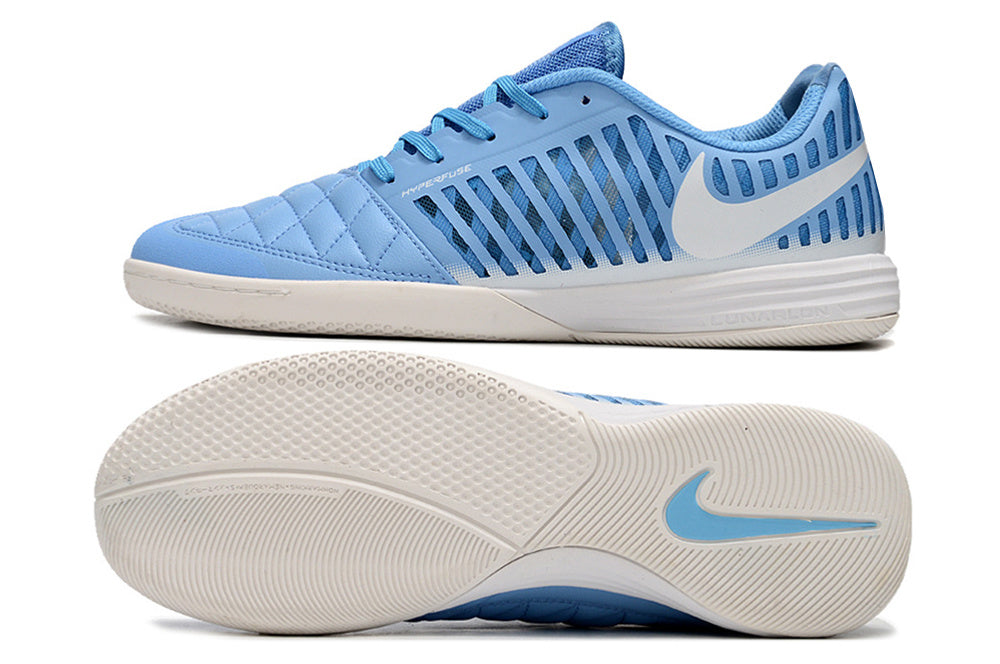 Tenis de Fútbol Nike Lunar Gato II - Celeste, Swoosh Blanco y Suela Gris Claro (Césped Interior / Futsal)