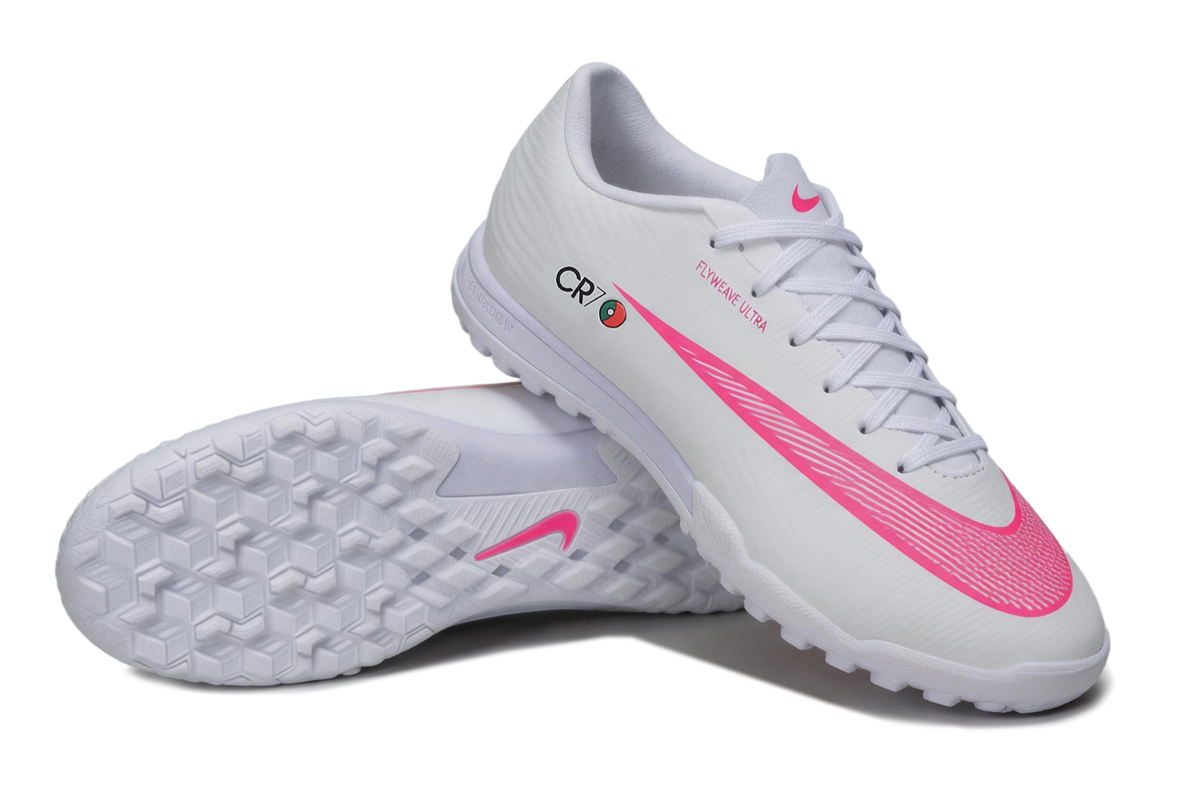 Tenis de Fútbol Nike Mercurial Vapor CR7 - Blanco y Rosa (Sintético / Turf)