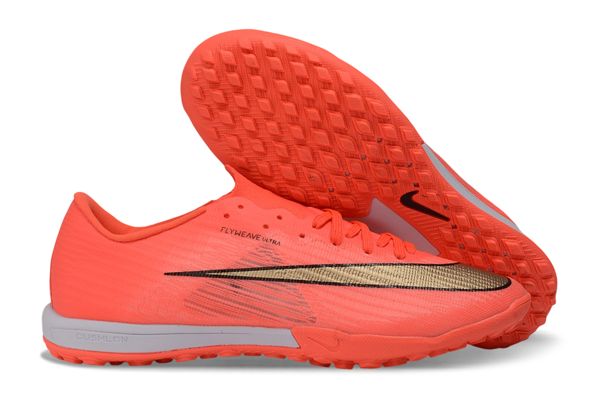 Tenis de Fútbol Nike Mercurial Vapor Academy TF - Coral y Dorado (Sintético / Turf)